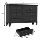 Cómoda blanca de 7 cajones, baúl ancho con cajones profundos, tiradores de metal y encimera gruesa, organizador moderno para dormitorio, pasillo, armario