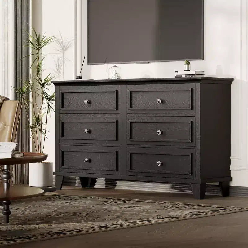 Cómoda blanca de 7 cajones, baúl ancho con cajones profundos, tiradores de metal y encimera gruesa, organizador moderno para dormitorio, pasillo, armario