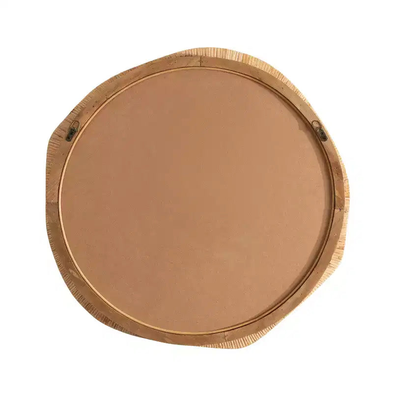 Espejo de pared redondo irregular de ratán Rahfy, natural, 26x26