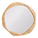 Espejo de pared redondo irregular de ratán Rahfy, natural, 26x26