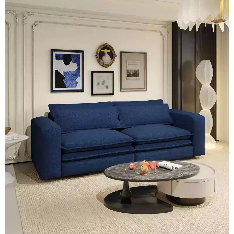 Sofá cama de 93 pulgadas tamaño King, sofá cama extraíble, sofá cama convertible 3 en 1 con 2 almohadas lumbares, azul