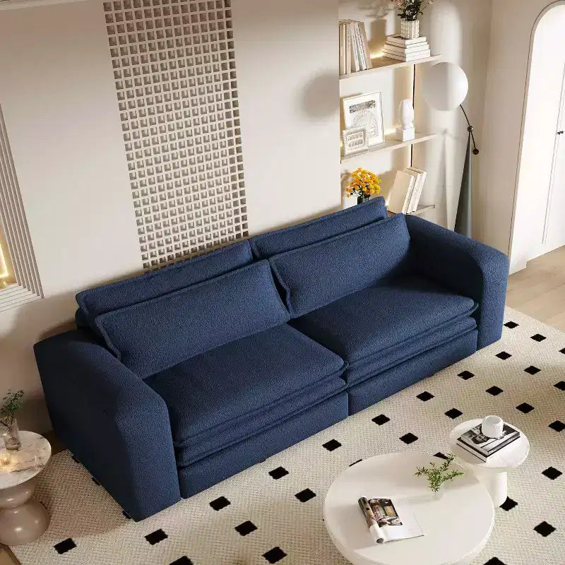 Sofá cama de 93 pulgadas tamaño King, sofá cama extraíble, sofá cama convertible 3 en 1 con 2 almohadas lumbares, azul