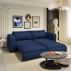 Sofá cama de 93 pulgadas tamaño King, sofá cama extraíble, sofá cama convertible 3 en 1 con 2 almohadas lumbares, azul