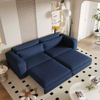 Sofá cama de 93 pulgadas tamaño King, sofá cama extraíble, sofá cama convertible 3 en 1 con 2 almohadas lumbares, azul