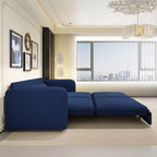 Sofá cama de 93 pulgadas tamaño King, sofá cama extraíble, sofá cama convertible 3 en 1 con 2 almohadas lumbares, azul