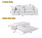 Sofá cama de 93 pulgadas tamaño King, sofá cama extraíble, sofá cama convertible 3 en 1 con 2 almohadas lumbares, azul