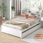 Cama Matrimonial con Nido,Estantería,Blanco