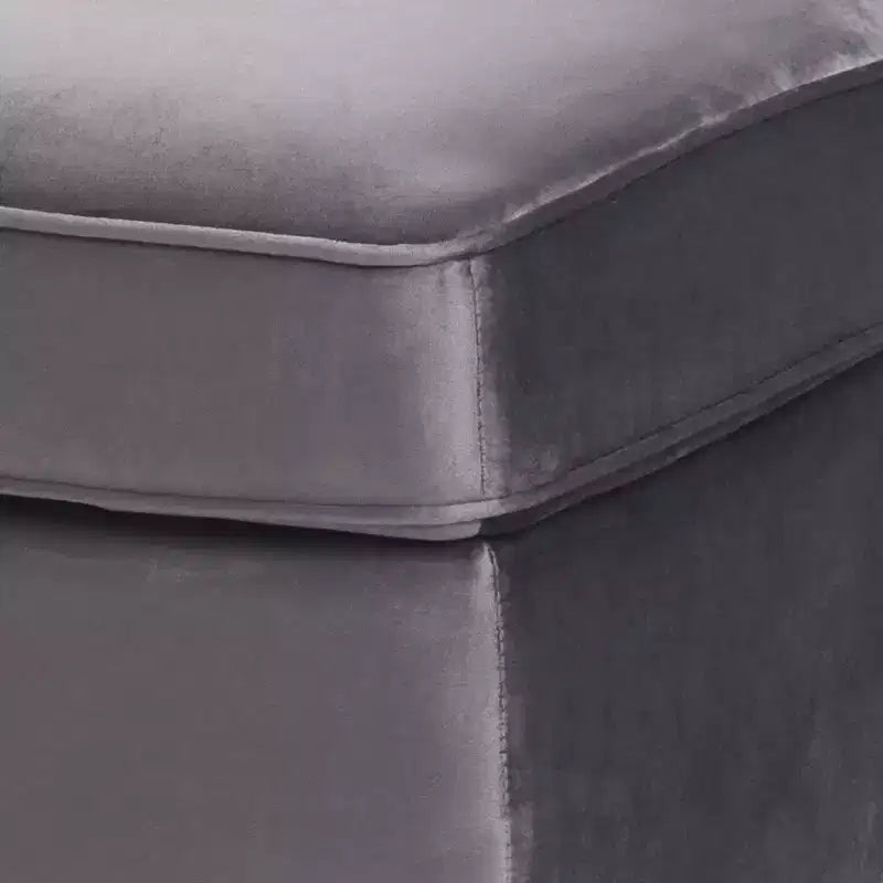 Otomana de terciopelo de lujo con patas de metal, módulo otomano contemporáneo para sala de estar con relleno de espuma de alta resistencia, gris
