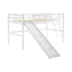 Cama Nido Baja de Madera Tamaño Twin con Tobogán, Barandilla y Escalera