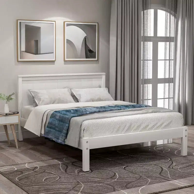 Base de cama Alvarez con cabecero y soporte de láminas de madera