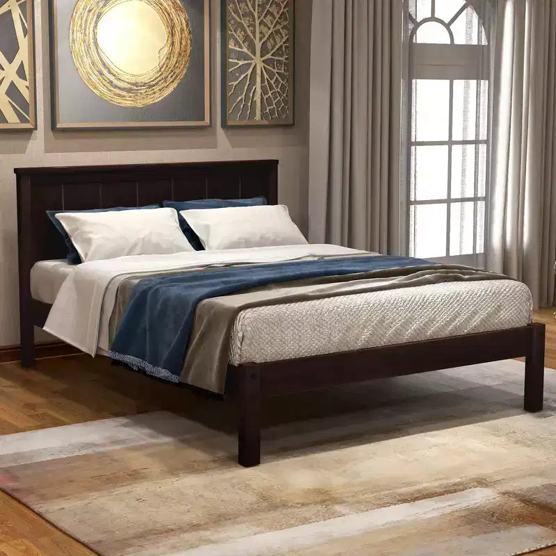 Base de cama Alvarez con cabecero y soporte de láminas de madera