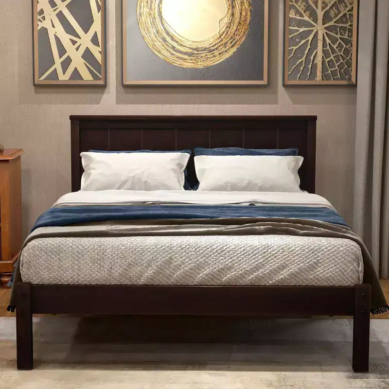GDFStudio Alvarez Platform Bed Frame with Headboard and Wood Slat Support