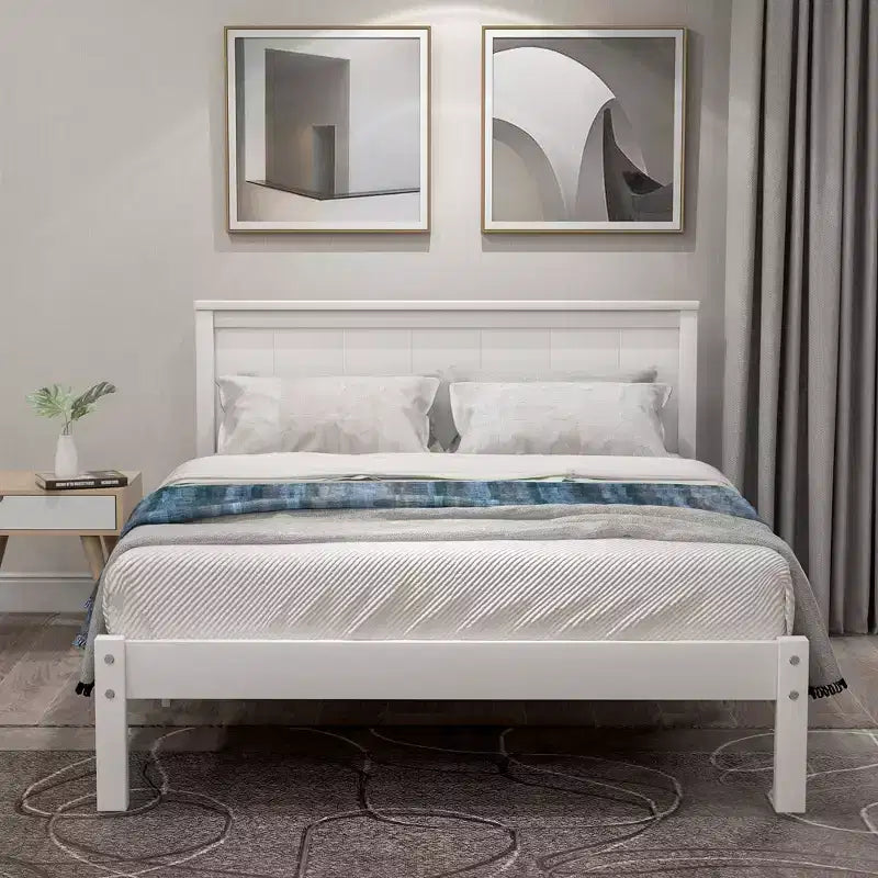 Base de cama Alvarez con cabecero y soporte de láminas de madera