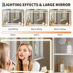 35.4 Tocador de Maquillaje con Espejo y Luces, Mesa de Maquillaje con 4 Cajones de Tela y Estantes de Almacenamiento, Tocador Ajustable para Dormitorio