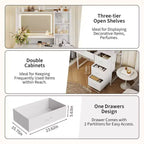 35.4 Tocador de Maquillaje con Espejo y Luces, Mesa de Maquillaje con 4 Cajones de Tela y Estantes de Almacenamiento, Tocador Ajustable para Dormitorio