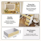 35.4 Tocador de Maquillaje con Espejo y Luces, Mesa de Maquillaje con 4 Cajones de Tela y Estantes de Almacenamiento, Tocador Ajustable para Dormitorio