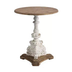 Mesa auxiliar redonda blanca antigua diseño clásico D26x31