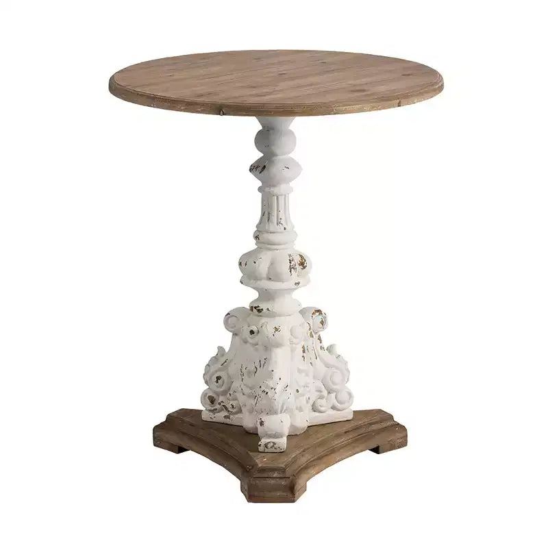 Mesa auxiliar redonda blanca antigua diseño clásico D26x31