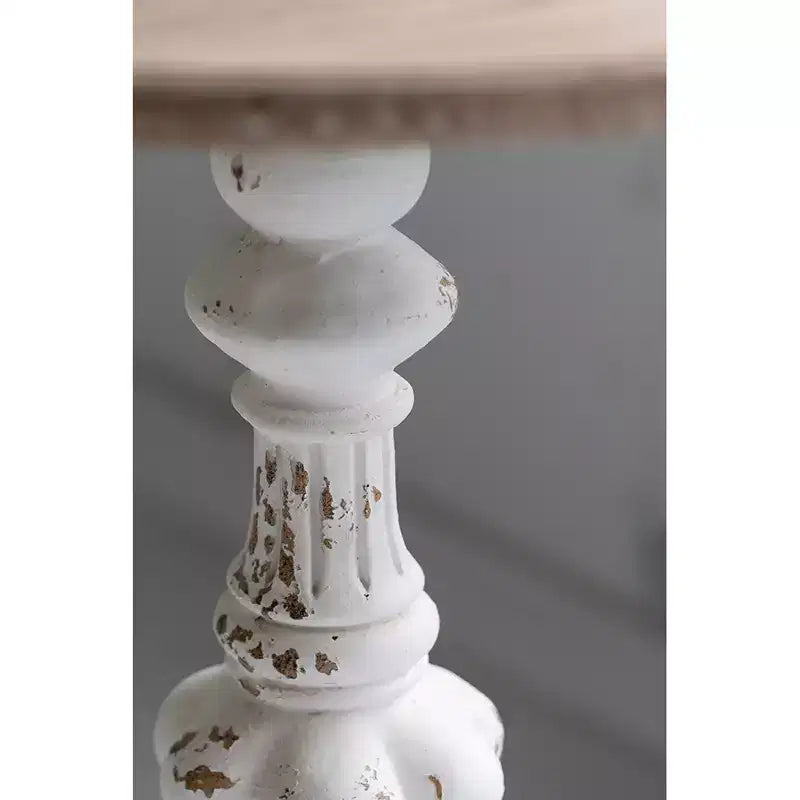 Mesa auxiliar redonda blanca antigua diseño clásico D26x31