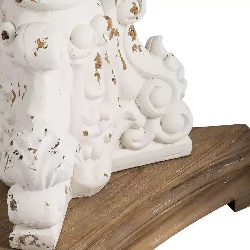 Mesa auxiliar redonda blanca antigua diseño clásico D26x31