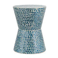 Tapered Round Garden Accent Stool Blue Capiz D14x20