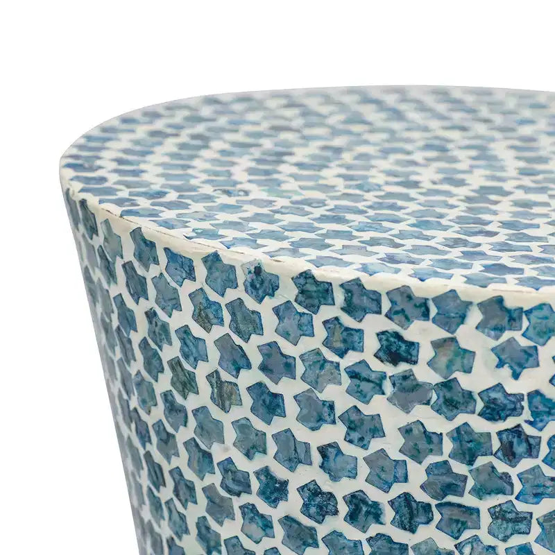 Taburete decorativo de jardín redondo cónico, nácar azul D14x20
