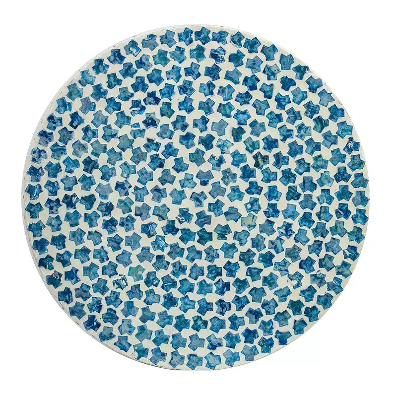 Taburete decorativo de jardín redondo cónico, nácar azul D14x20