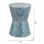Taburete decorativo de jardín redondo cónico, nácar azul D14x20