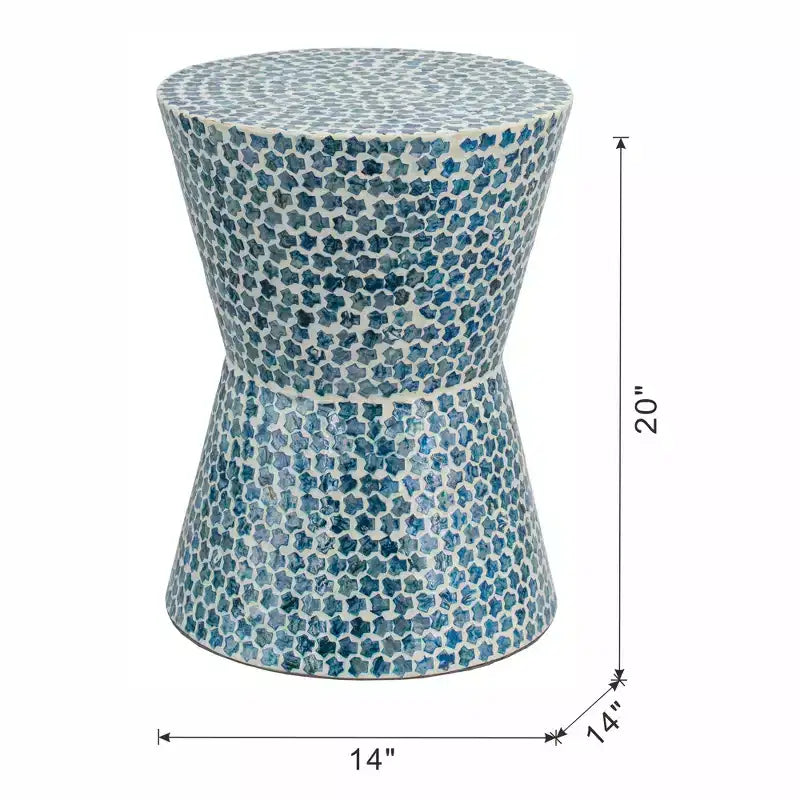 Taburete decorativo de jardín redondo cónico, nácar azul D14x20
