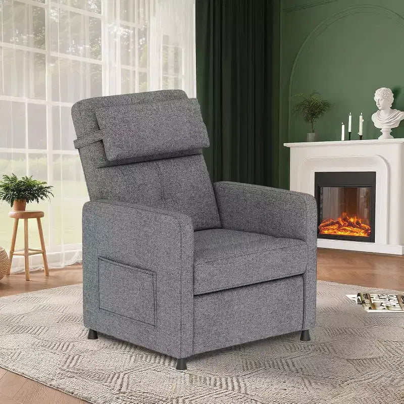 Sillón reclinable para adultos, reclinable ajustable ergonómico sobrecargado, sofá individual, mecedora con 2 bolsillos laterales para sala de estar, dormitorio