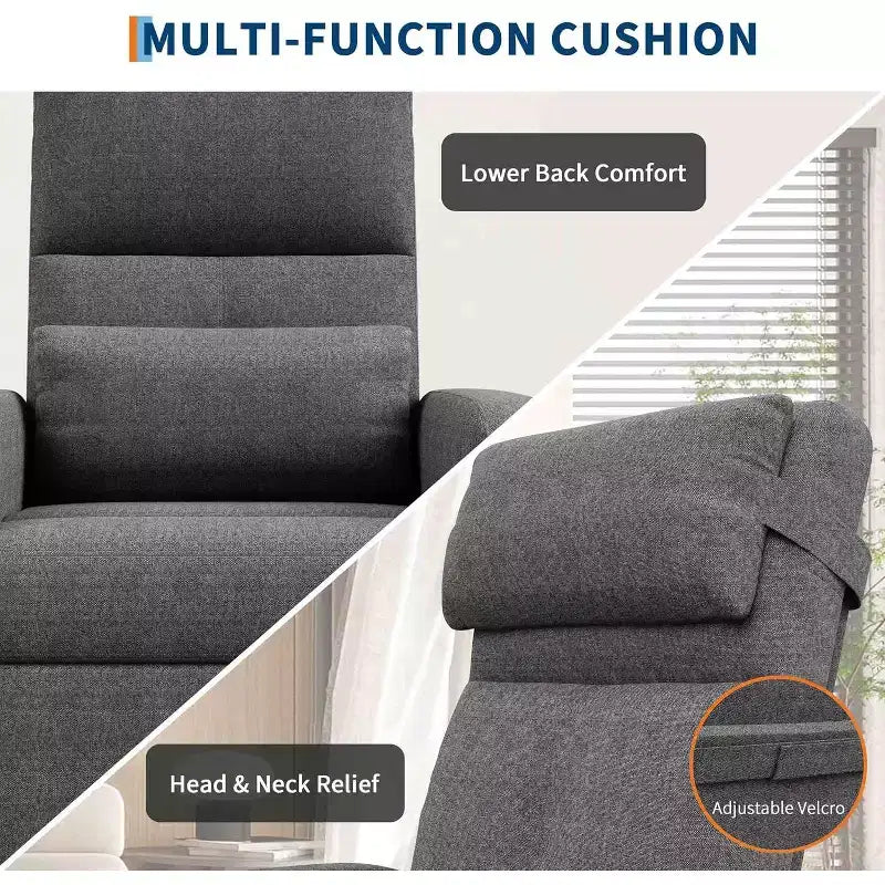 Sillón reclinable para adultos, reclinable ajustable ergonómico sobrecargado, sofá individual, mecedora con 2 bolsillos laterales para sala de estar, dormitorio