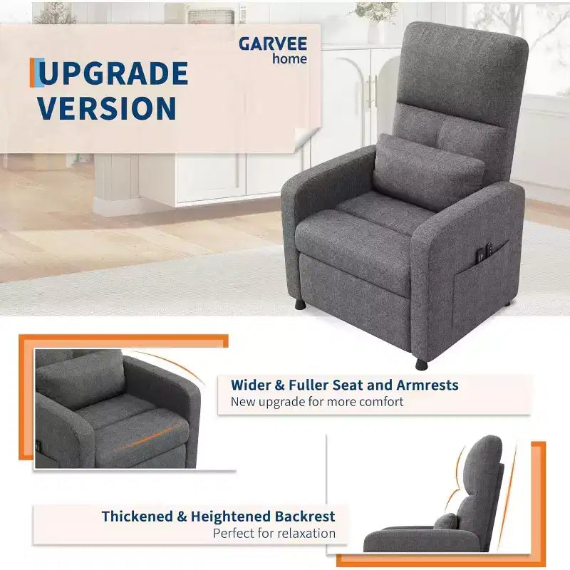 Sillón reclinable para adultos, reclinable ajustable ergonómico sobrecargado, sofá individual, mecedora con 2 bolsillos laterales para sala de estar, dormitorio