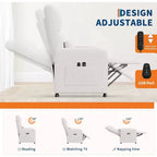 Sillón reclinable para adultos, reclinable ajustable ergonómico sobrecargado, sofá individual, mecedora con 2 bolsillos laterales para sala de estar, dormitorio