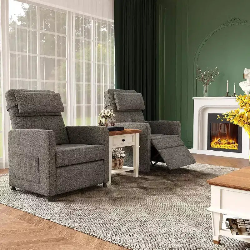 Sillón reclinable para adultos, reclinable ajustable ergonómico sobrecargado, sofá individual, mecedora con 2 bolsillos laterales para sala de estar, dormitorio