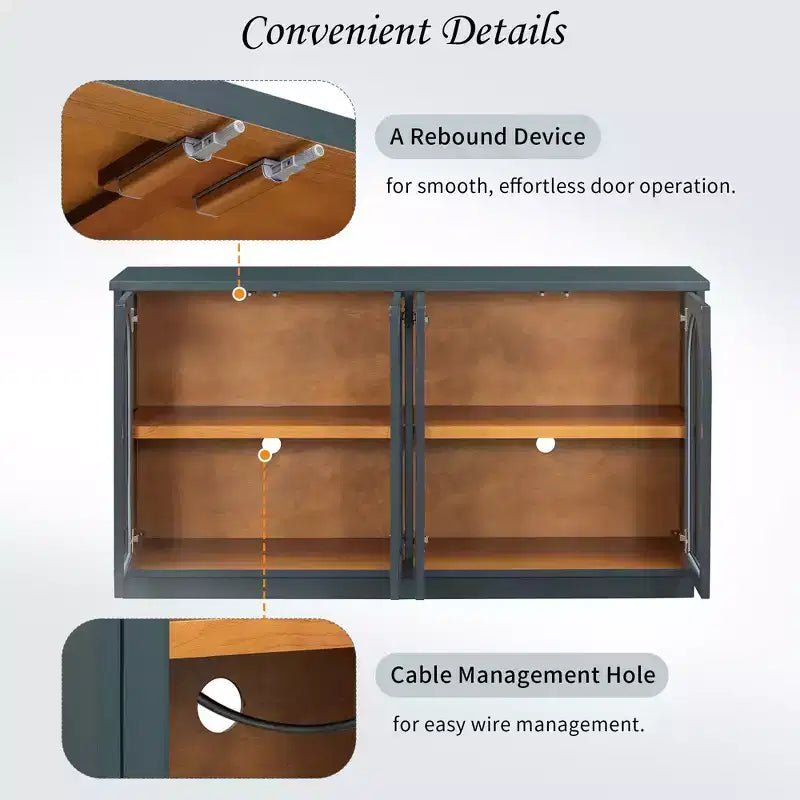 Armario de almacenamiento de pie con 4 puertas de cristal arqueadas, aparador auxiliar decorativo para sala de estar, aparador tipo vitrina para pasillo, entrada, oficina en casa