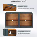 Armario de almacenamiento de pie con 4 puertas de cristal arqueadas, aparador auxiliar decorativo para sala de estar, aparador tipo vitrina para pasillo, entrada, oficina en casa