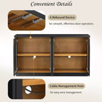 Armario de almacenamiento de pie con 4 puertas de cristal arqueadas, aparador auxiliar decorativo para sala de estar, aparador tipo vitrina para pasillo, entrada, oficina en casa