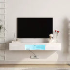Mueble para TV flotante de pared de 160 cm con iluminación LED de 16 colores, mueble de TV moderno de 160 cm, compatible con televisores de 55/60/65 pulgadas, blanco