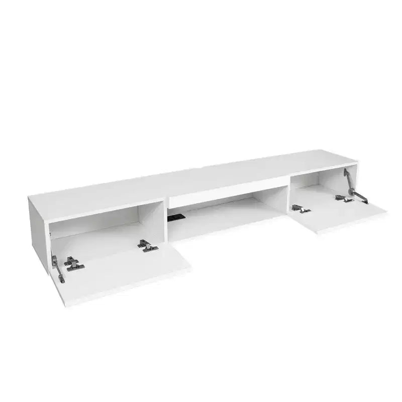 Mueble para TV flotante de pared de 160 cm con iluminación LED de 16 colores, mueble de TV moderno de 160 cm, compatible con televisores de 55/60/65 pulgadas, blanco