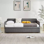 Sofá cama doble con cama nido doble, sofá cama tapizado en lino con apoyabrazos y respaldo, sofá cama sin necesidad de somier, sofá cama doble