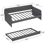 Sofá cama doble con cama nido doble, sofá cama tapizado en lino con apoyabrazos y respaldo, sofá cama sin necesidad de somier, sofá cama doble