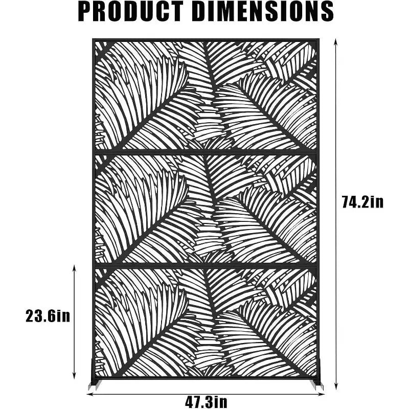 Mampara metálica de privacidad con celosía de 78", divisor de valla moderno de 3 paneles para patio, balcón, jardín o sala de estar