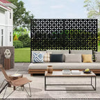 Mampara metálica de privacidad con celosía de 78", divisor de valla moderno de 3 paneles para patio, balcón, jardín o sala de estar