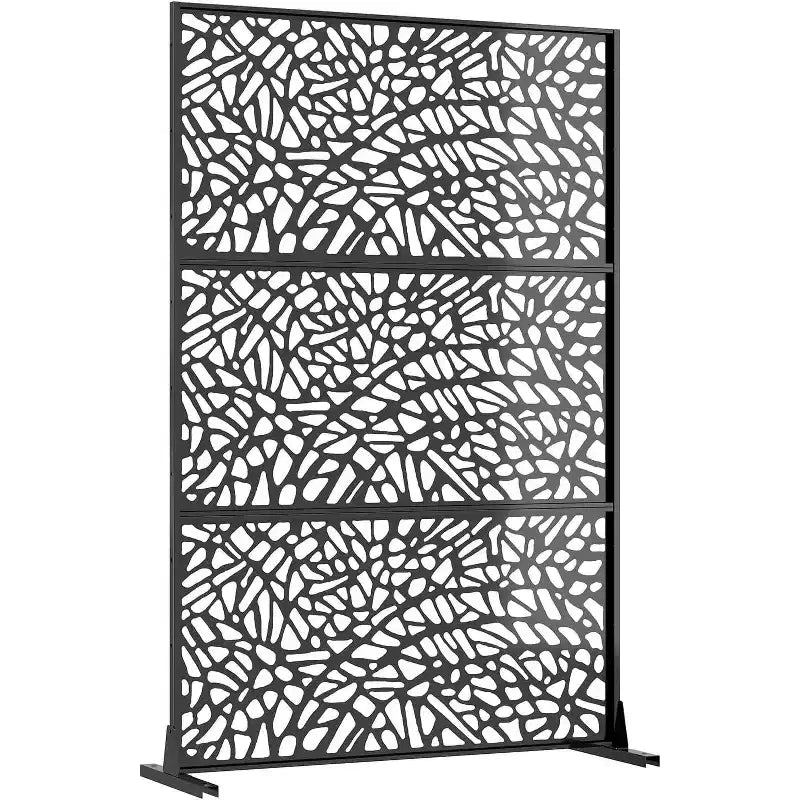 Acekool 78 Metal Louvered Privacy Screen, 3-Panel Modern Fence Divider for Patio, Balcony, Garden, or Living Room