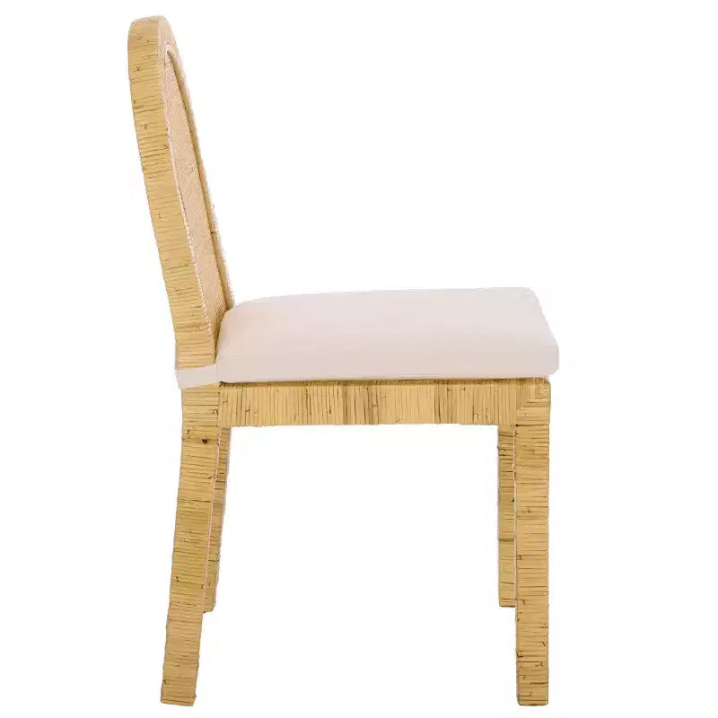 Silla de comedor Tojo Cane de respaldo redondeado - Natural/Blanco