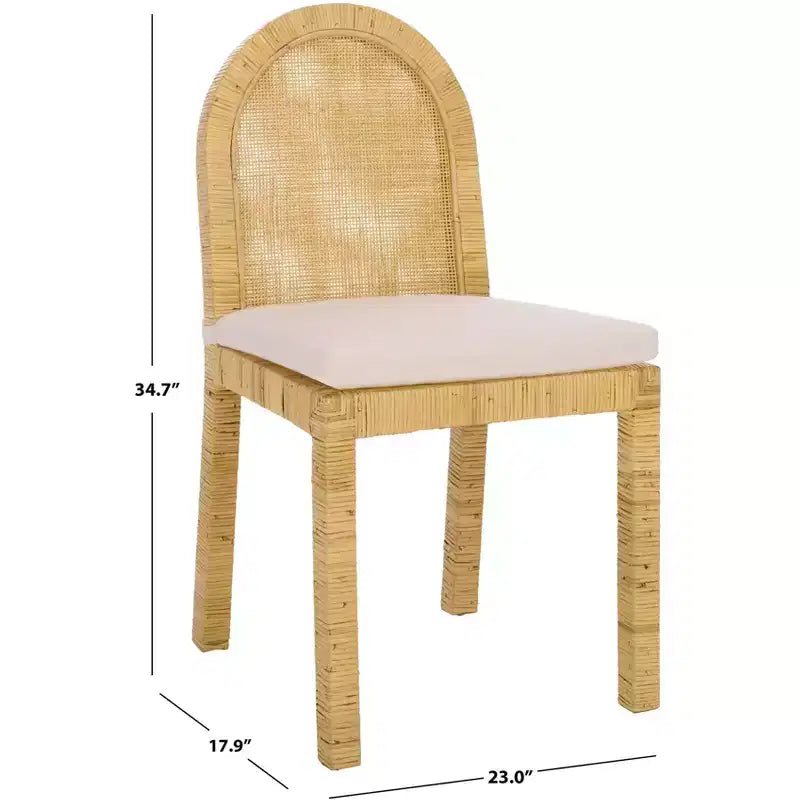 Silla de comedor Tojo Cane de respaldo redondeado - Natural/Blanco