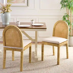 Silla de comedor Tojo Cane de respaldo redondeado - Natural/Blanco