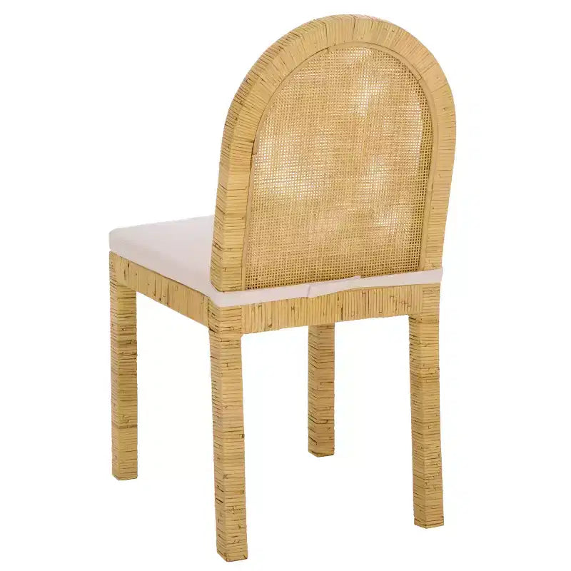 Silla de comedor Tojo Cane de respaldo redondeado - Natural/Blanco
