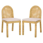 Silla de comedor Tojo Cane de respaldo redondeado - Natural/Blanco