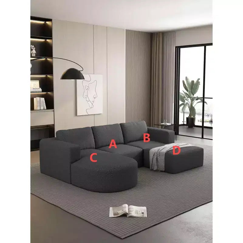 Sofá Seccional Modular con Función de Dormir de 104.32*70.86 Pulgadas, en Forma de U Convertible con Chaise Longue y Otomana de Esponja Comprimida Gris Oscuro